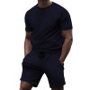 New Men's Casual Shorts Sets Short Sleeve T-Shirt Solid Tracksuit 2 Pieces Sets