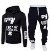 Men's Letter Print Long Sleeve Hoodies And Pants Casual 2-Piece Set Tracksuit