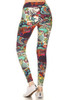 Yoga Style Banded Lined Multicolored Mixed Paisley Print, Full Length Leggin...