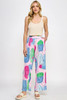 Printed Wide Leg Pant With Elastic Back-43784