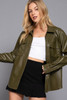 Long Slv Faux Leather Shacket-44522