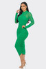 Solid Mesh Ruched Midi Dress-44012