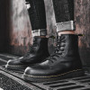 Men's Fashion Casual Leather Black Yellow Stylish Ankle Short Martin Boots