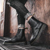 Men's Fashion Casual Leather Black Yellow Stylish Ankle Short Martin Boots