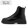 Men's Fashion Casual Leather Black Yellow Stylish Ankle Short Martin Boots