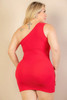 Plus Size Ribbed One Shoulder Cutout Front Casual Mini Bodycon Dress-44718