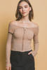 Ribbed bardot zip up long sleeve-44787