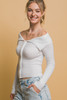 Ribbed bardot zip up long sleeve-44789