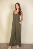 Spaghetti Strap Solid Wide Jumpsuit-44895
