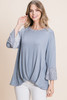 Animal Print Contrast Bell Sleeves Fashion Top With Gathered Front Hem-44983