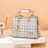 Checkered Design Women's Satchel Portable Shoulder Crossbody Handbag