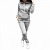 Womens 2 Piece Set Hooded Tops + Pants Solid Fleece Tracksuit Sweatshirt  Suits