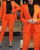 New Fashion Women Formal Breasted Solid Blazers Jacket Pants Two Pieces Set