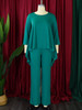 Women's Clothing Elegant Long Sleeved Top and Wide Leg Pants Set Two Pieces