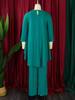 Women's Clothing Elegant Long Sleeved Top and Wide Leg Pants Set Two Pieces