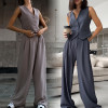 Women's Casual Suit Sexy Fashion Vest Tank Top Leg Trousers Pants Two Piece Set