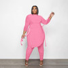 Good Quality Comfortable Solid Color Casual Plus Size Women's Clothing Sets