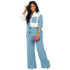 Women's Clothing Shirt and Loose Pants Fashion Set Patchwork Two Piece Pants Set
