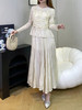 Women Clothing Pleated Fabric Two Piece Set Women's Clothing Shirt and Skirt Set