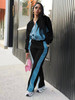 BR4720 New Women's Denim Stitching Suit Jacket Pants Two-piece Set