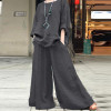 Women's Fashion Casual Linen Shirt Long Sleeve Pants and Top Shirt Two Piece Set