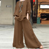 Women's Fashion Casual Linen Shirt Long Sleeve Pants and Top Shirt Two Piece Set