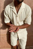 Men's Summer Casual Short-sleeved Suit Set With Short Sleeve Shirt Wide for Men