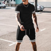 Custom Logo Men's Summer Short Sportswear Suit Knitted High Quality Short Suit