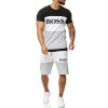 Men's Striped Tracksuits Casual Cool Short Sleeve Sports  T-Shirt Shorts Set