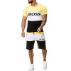 Men's Striped Tracksuits Casual Cool Short Sleeve Sports  T-Shirt Shorts Set