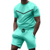 Men's 2 Piece Short-Sleeved T-Shirt Suit Sports Casual Tracksuit Shorts Set