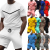 Men's 2 Piece Short-Sleeved T-Shirt Suit Sports Casual Tracksuit Shorts Set