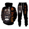 Men's Two Piece Tracksuit 3D Lion Printed and Hoodie Set Casual Sport Suits