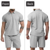 Custom Men's Polo With Zipper Shirt and Shorts Set Causal Tracksuits for Men