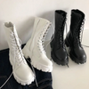 New Quality Lace Up Chelsea Boots Women Fashion Platform Martin Boots Plus Shoes