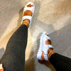 Fashion Pure Color Rubber Slides Beach Flat Women's Shoes Anti-Slippery