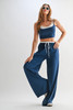 Drawstring Lounge Pants & Crop Top Set-48404