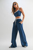 Drawstring Lounge Pants & Crop Top Set-48404