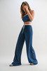 Drawstring Lounge Pants & Crop Top Set-48404