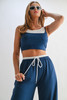 Drawstring Lounge Pants & Crop Top Set-48404