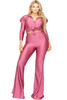 Plus Satin 3/4 Sleeve Wide Leg 2 Piece Set-48185