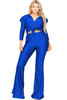 Plus Satin 3/4 Sleeve Wide Leg 2 Piece Set-48187