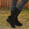 Large Size Women's Shoes Frosted Back Lace-up Fringed High Sleeve Boots