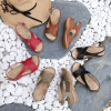 Wedge Strap Sandals Orange PVC Women's Shoes Summer Soft Sole Hollow Round Toe