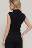 Sleeveless Mock Neck Waist Belt Rib Knit Top         -48648