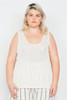 Plus Size Sheer Ivory Ribbed Causal Tank Top-29199