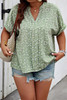 Plus Floral Print V Neck Short Sleeve Loose Blouse-49330 Plus Floral Print V Neck Short Sleeve Loose Blouse-49330