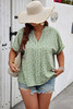 Plus Floral Print V Neck Short Sleeve Loose Blouse-49330 Plus Floral Print V Neck Short Sleeve Loose Blouse-49330