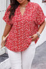 Plus Floral Print V Neck Short Sleeve Loose Blouse-49330 Plus Floral Print V Neck Short Sleeve Loose Blouse-49330