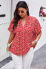 Plus Floral Print V Neck Short Sleeve Loose Blouse-49330 Plus Floral Print V Neck Short Sleeve Loose Blouse-49330
